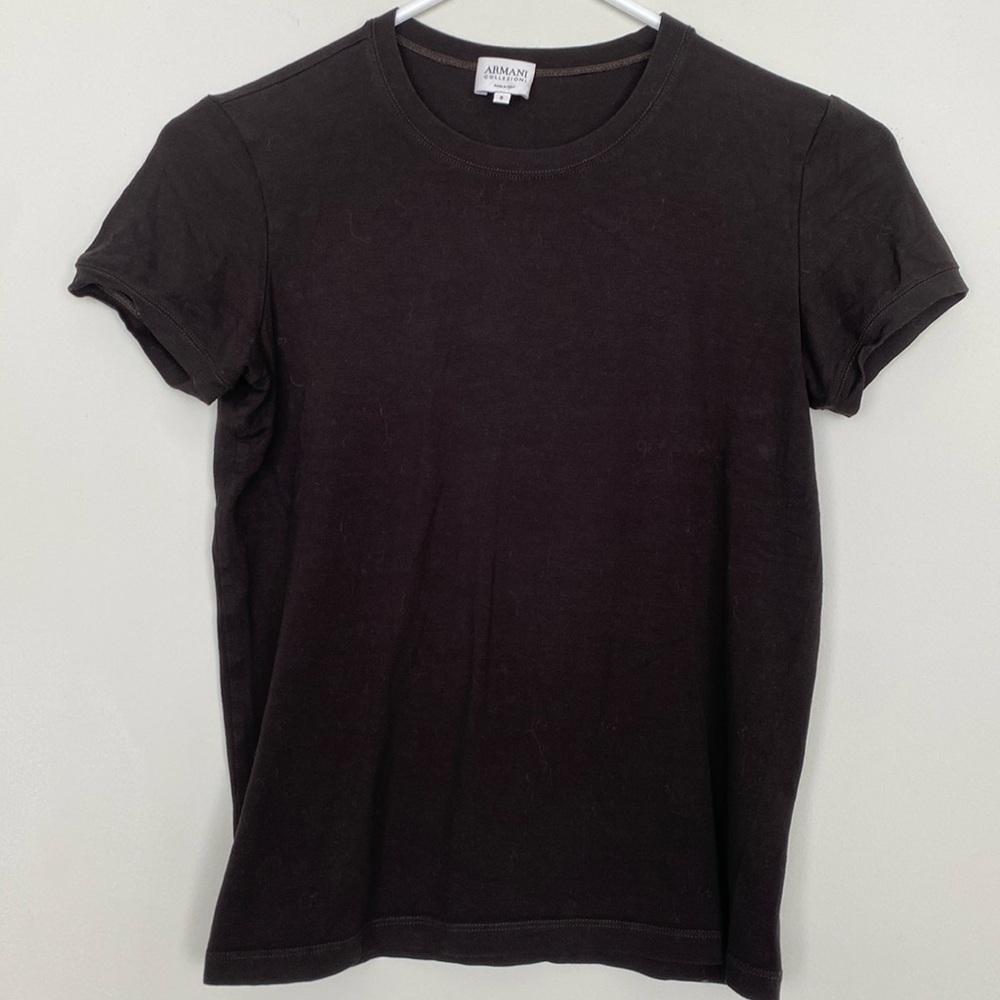ARMANI Collezioni dark brown designer t-shirt. Made in Italy. Size 8